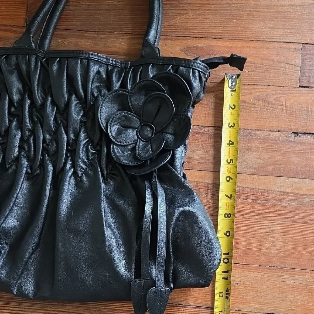Vintage Black Vegan Shoulder Bag